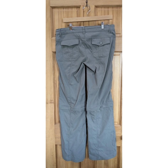 Prana Breathe Convertible Pants Shorts Women 10 Gray Hiking Trail No Back Button - Picture 5 of 15